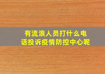 有流浪人员打什么电话投诉疫情防控中心呢