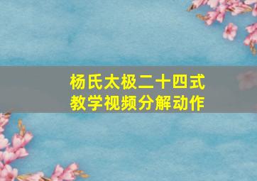 杨氏太极二十四式教学视频分解动作