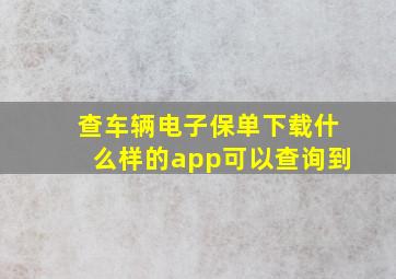 查车辆电子保单下载什么样的app可以查询到