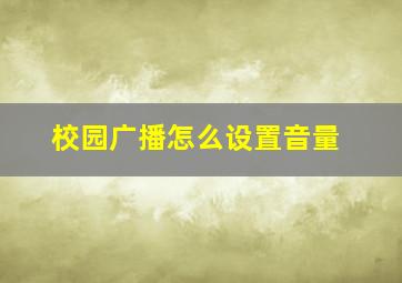 校园广播怎么设置音量