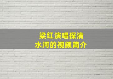 梁红演唱探清水河的视频简介