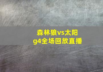 森林狼vs太阳g4全场回放直播