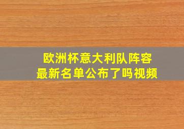 欧洲杯意大利队阵容最新名单公布了吗视频