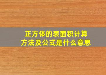 正方体的表面积计算方法及公式是什么意思