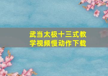 武当太极十三式教学视频慢动作下载