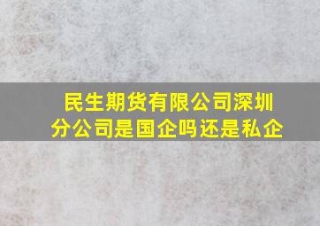 民生期货有限公司深圳分公司是国企吗还是私企