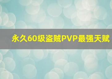 永久60级盗贼PVP最强天赋