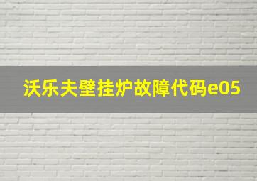 沃乐夫壁挂炉故障代码e05