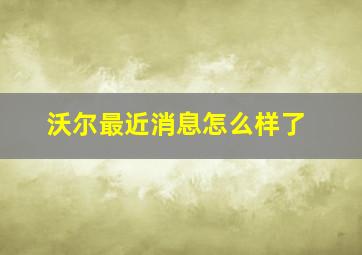 沃尔最近消息怎么样了