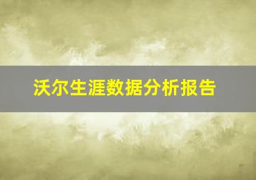 沃尔生涯数据分析报告