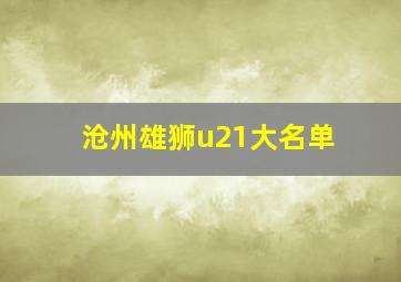 沧州雄狮u21大名单