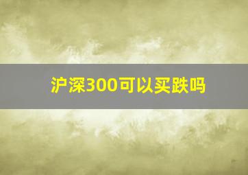 沪深300可以买跌吗