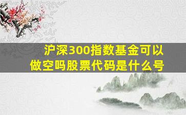 沪深300指数基金可以做空吗股票代码是什么号