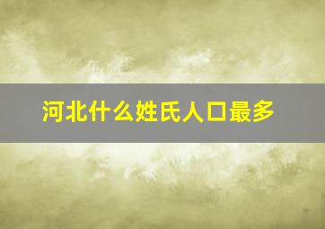 河北什么姓氏人口最多