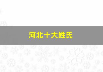 河北十大姓氏