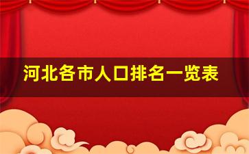 河北各市人口排名一览表