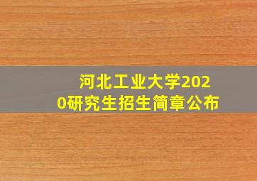 河北工业大学2020研究生招生简章公布