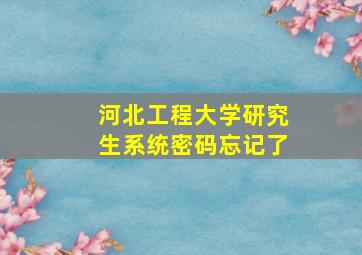 河北工程大学研究生系统密码忘记了