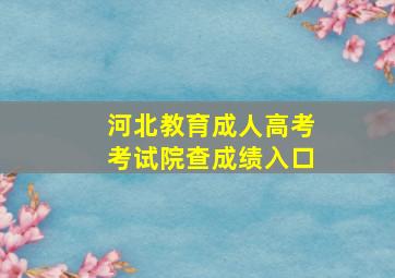 河北教育成人高考考试院查成绩入口