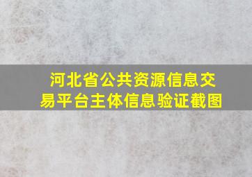 河北省公共资源信息交易平台主体信息验证截图