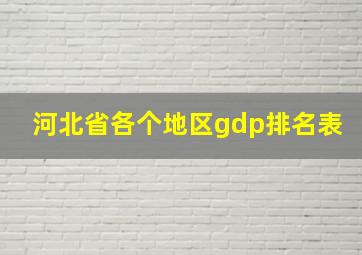 河北省各个地区gdp排名表