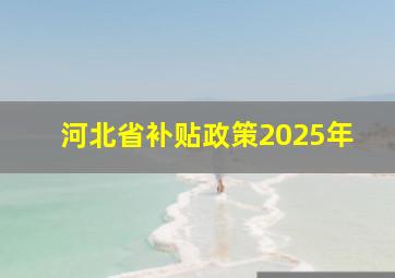 河北省补贴政策2025年