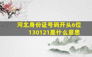 河北身份证号码开头6位130121是什么意思