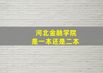 河北金融学院是一本还是二本