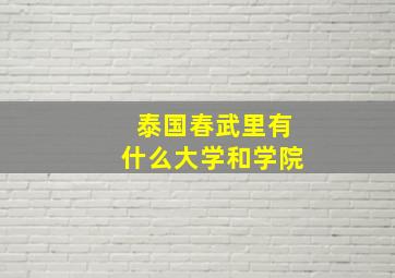 泰国春武里有什么大学和学院