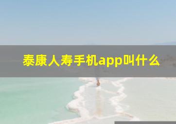 泰康人寿手机app叫什么