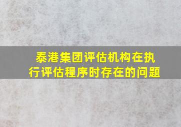 泰港集团评估机构在执行评估程序时存在的问题