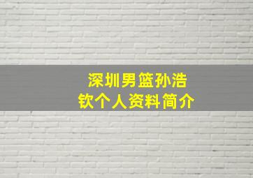 深圳男篮孙浩钦个人资料简介