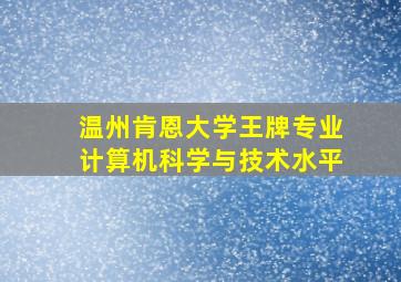 温州肯恩大学王牌专业计算机科学与技术水平