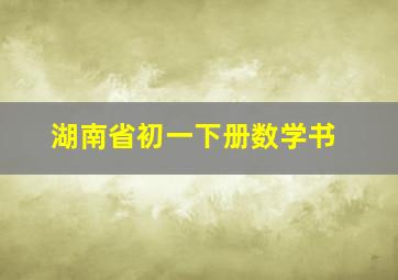 湖南省初一下册数学书