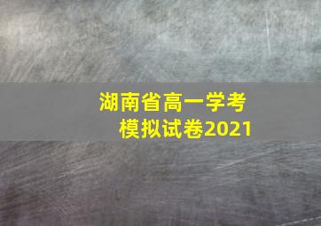 湖南省高一学考模拟试卷2021