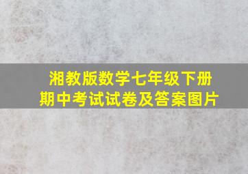 湘教版数学七年级下册期中考试试卷及答案图片