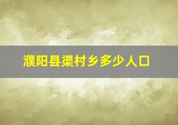 濮阳县渠村乡多少人口