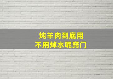 炖羊肉到底用不用焯水呢窍门