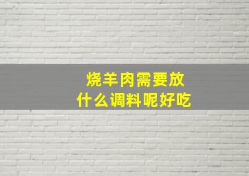 烧羊肉需要放什么调料呢好吃