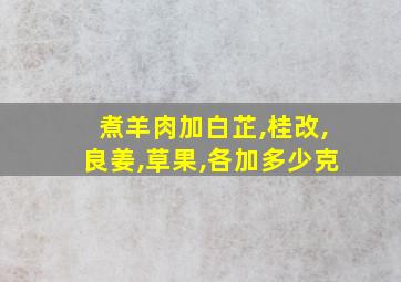 煮羊肉加白芷,桂改,良姜,草果,各加多少克