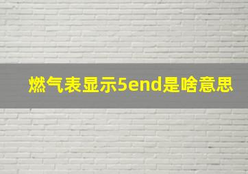 燃气表显示5end是啥意思