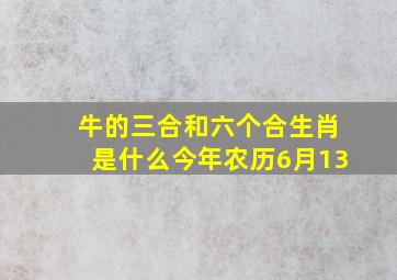 牛的三合和六个合生肖是什么今年农历6月13