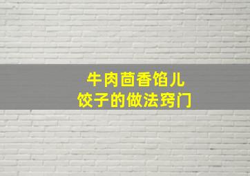 牛肉茴香馅儿饺子的做法窍门