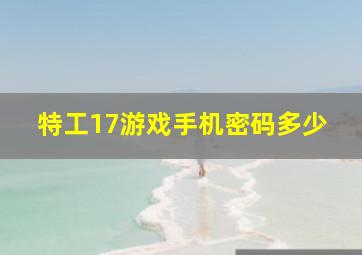 特工17游戏手机密码多少