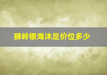 狮岭银海沐足价位多少