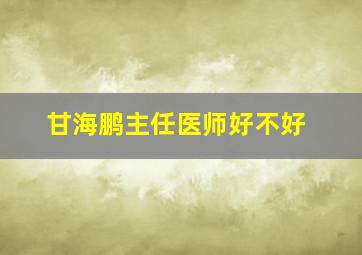 甘海鹏主任医师好不好