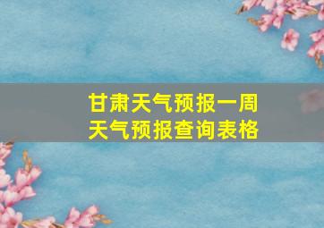 甘肃天气预报一周天气预报查询表格