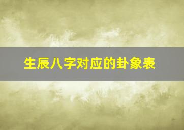 生辰八字对应的卦象表