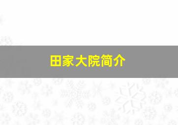 田家大院简介