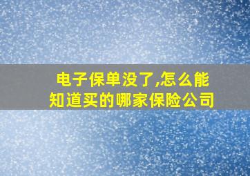 电子保单没了,怎么能知道买的哪家保险公司